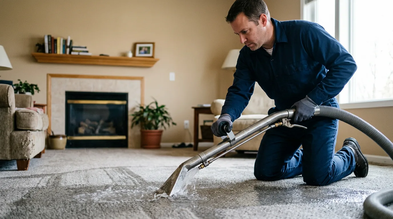 Water damage restoration technician working near Slovan, PA